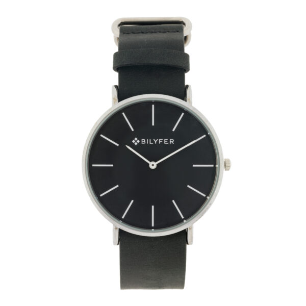 RELOJ 42MM EXTRAPLANO CORREA NEGRA EXTRALARGA DE PIEL