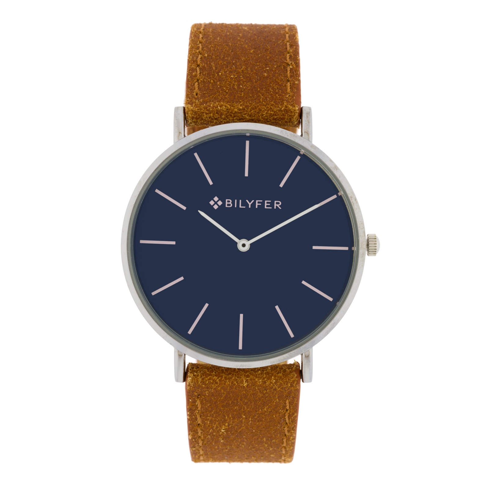 Reloj azul y cámel clásico con índices correa de piel caja de 42mm