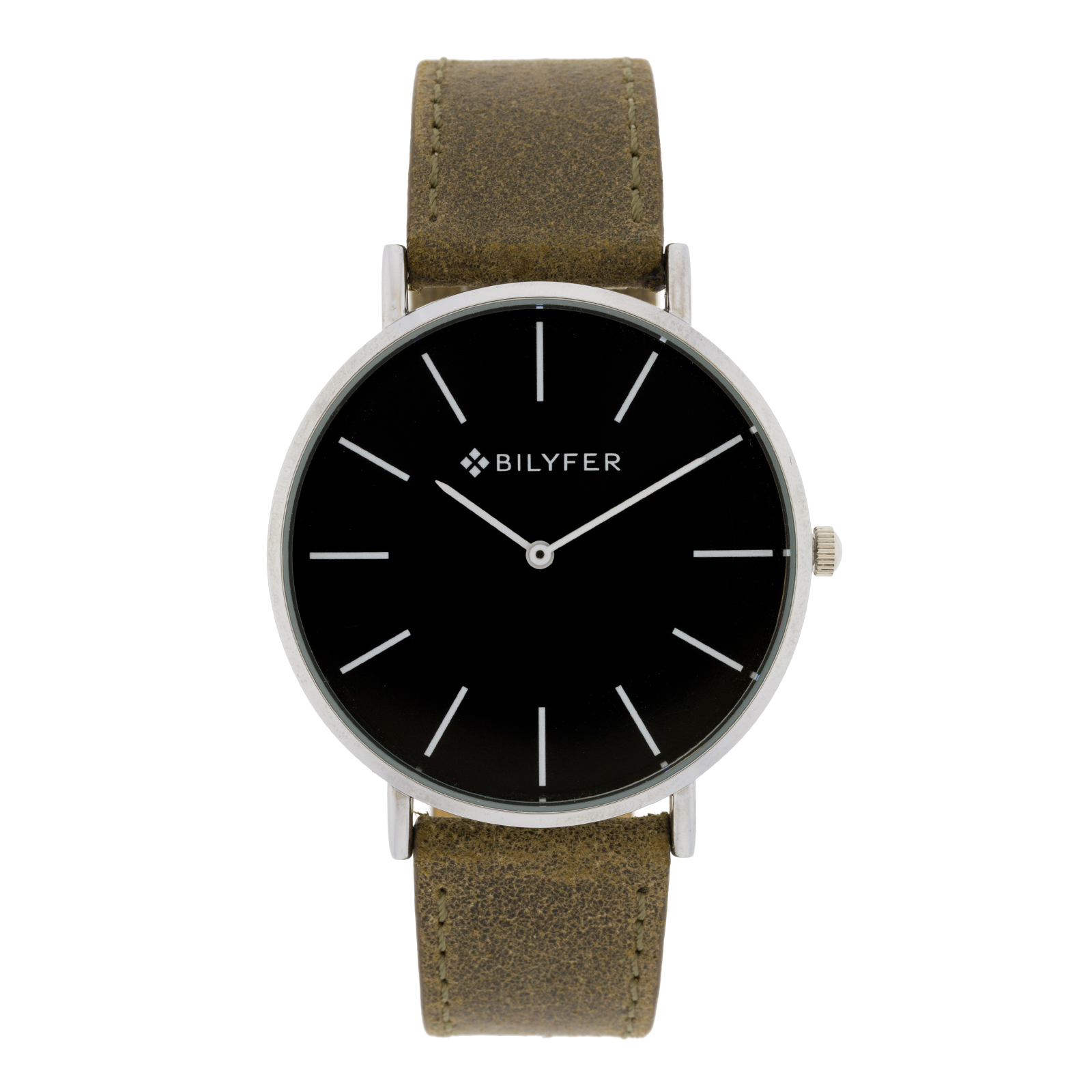 Reloj marrón clásico con índices correa de piel caja de 42mm