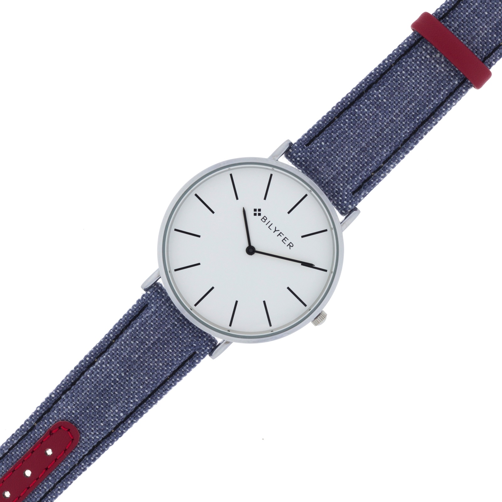 RELOJ IKAT CORREA PIEL ALGODON&SEDA CAJA 42MM NEGRO BLANCO