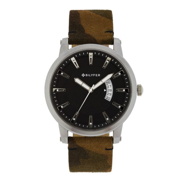 RELOJ 45MM DEPORTIVO CALENDARIO CORREA PIEL CAMUFLAJE MARRON