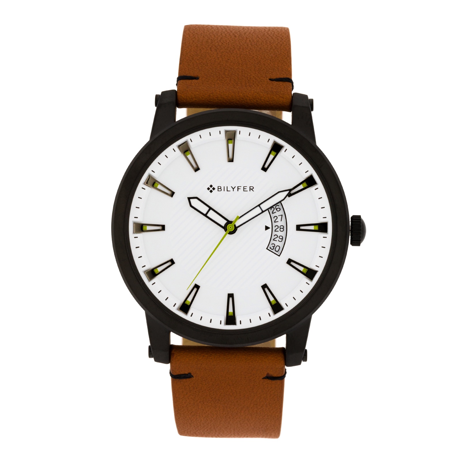 RELOJ 45MM DEPORTIVO CALENDARIO CORREA PIEL NEGRO