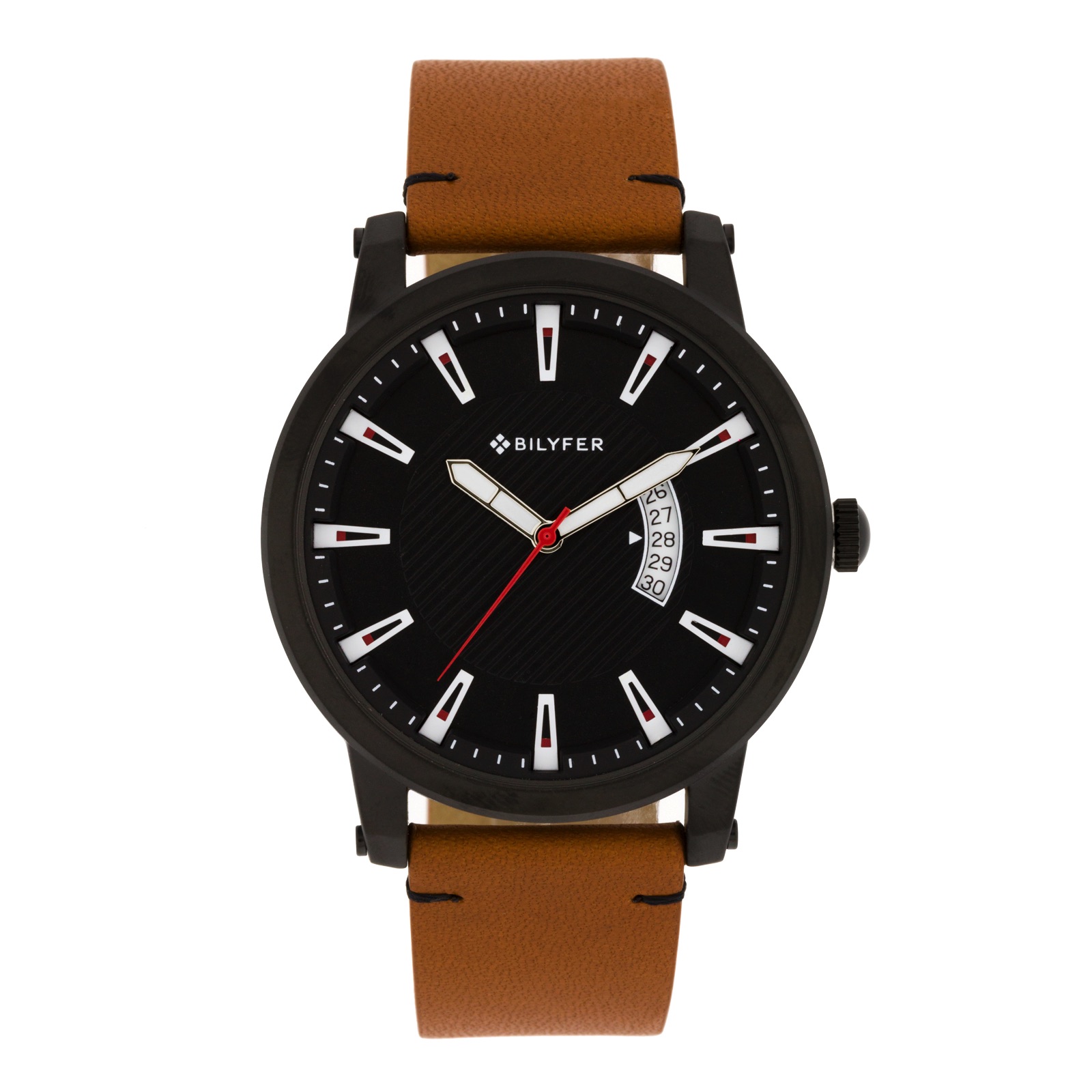 RELOJ 45MM DEPORTIVO CALENDARIO CORREA PIEL NEGRO