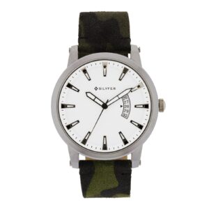 RELOJ 45MM DEPORTIVO CALENDARIO CORREA PIEL CAMUFLAJE VERDE
