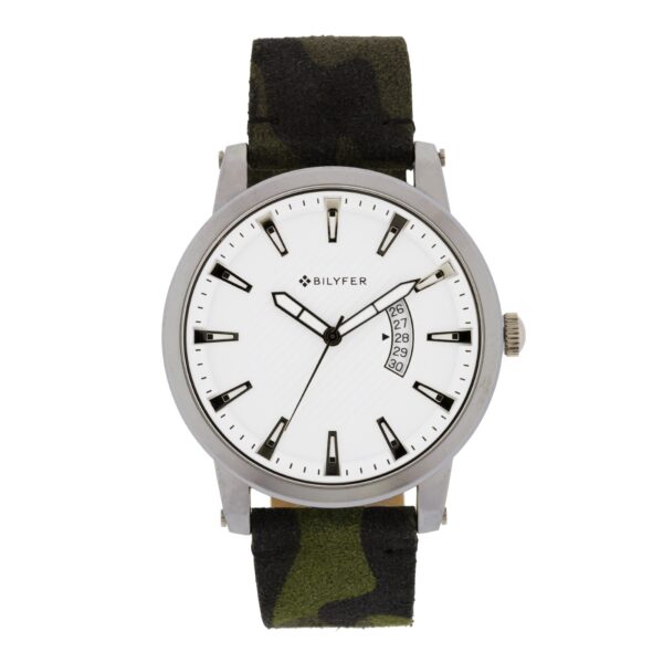 RELOJ 45MM DEPORTIVO CALENDARIO CORREA PIEL CAMUFLAJE VERDE