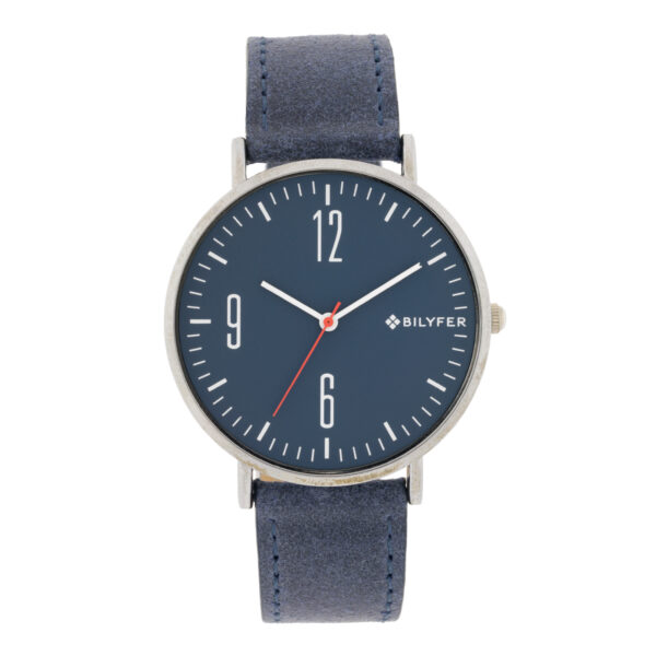 RELOJ 42MM EXTRAPLANO CORREA PIEL AZUL NÚMEROS