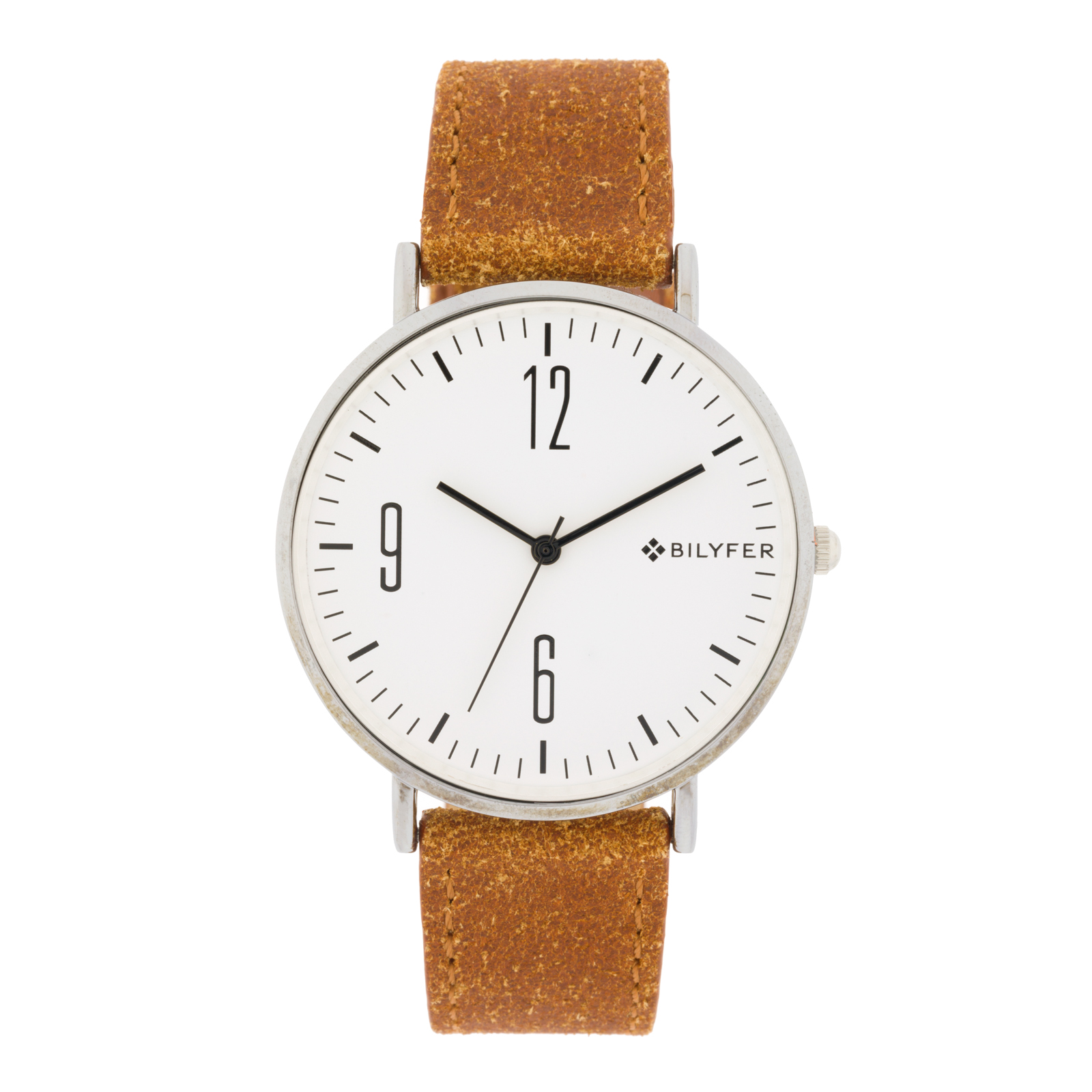 RELOJ 42MM EXTRAPLANO CORREA PIEL CÁMEL NÚMEROS
