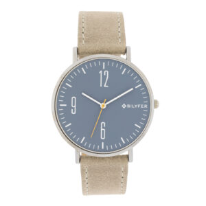 42MM EXTRA-FLAT GRAY LEATHER STRAP WATCH NUMBERS