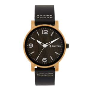 Wooden watch case 42mm maple wood leather strap