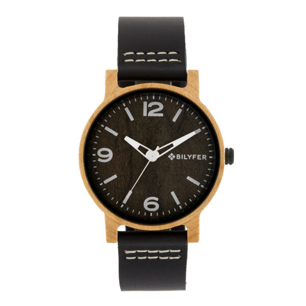 Reloj madera caja 42mm madera de arce correa de piel