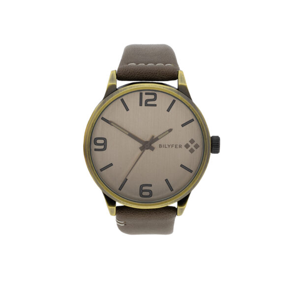 GENTLEMAN'S WATCH WITH STITCHED LEATHER STRAP, ANTIQUE FINISH