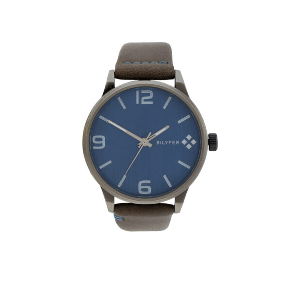 GENTLEMAN'S WATCH WITH STITCHED LEATHER STRAP, ANTIQUE FINISH