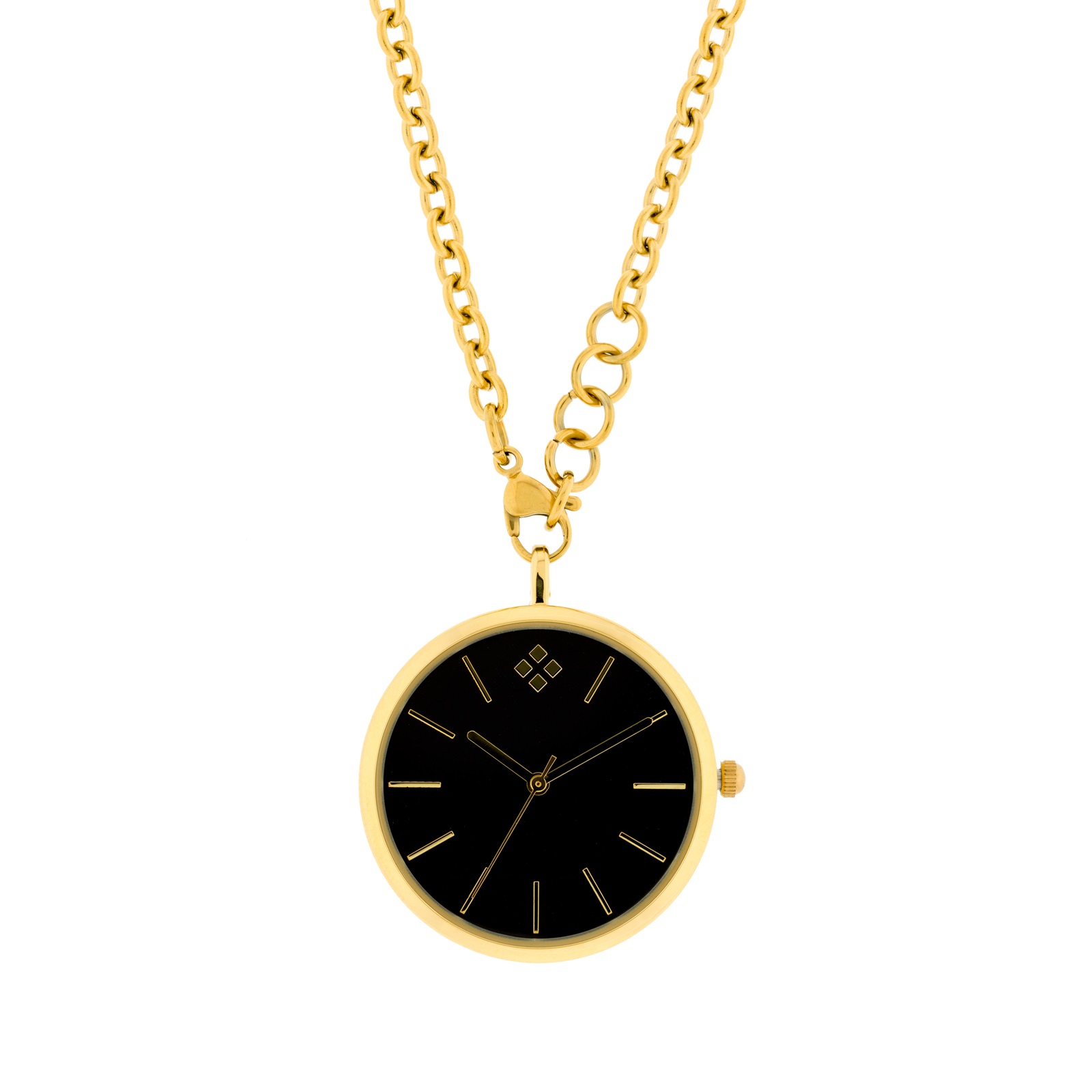 RELOJ COLGANTE CAJA 33 MM CADENA ACERO 76 CM DORADO