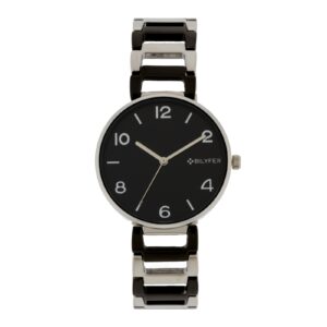 RELOJ ESLABONES CAJA 36 MM NUMEROS ARABES NEGRO COLOR PLATA