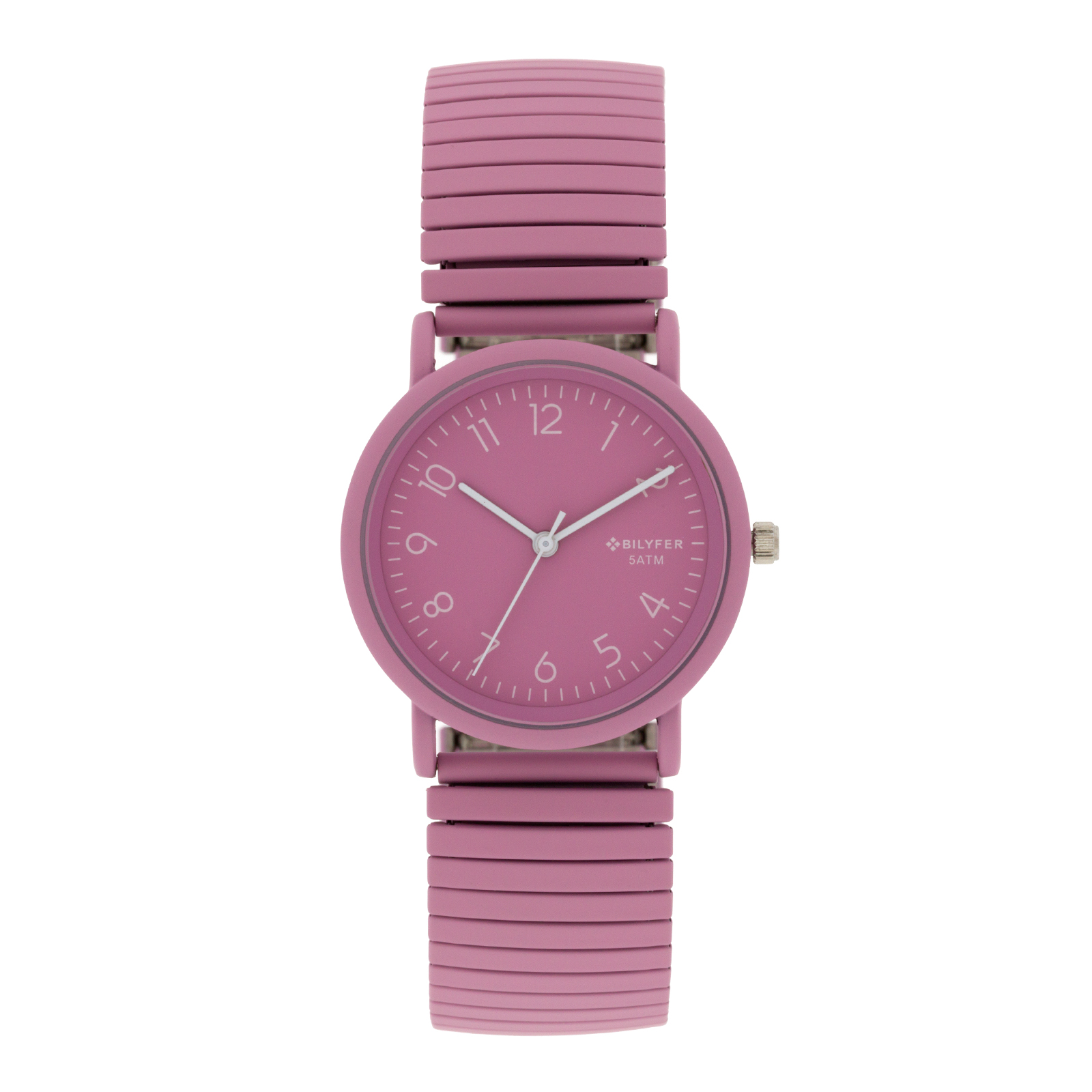 RELOJ 33MM BANDA EXTENSIBLE ACERO CON COLOR 5ATM SUMERGIBLE ROSA