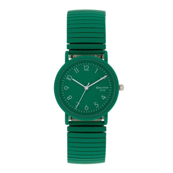 RELOJ 33MM BANDA EXTENSIBLE ACERO CON COLOR 5ATM SUMERGIBLE VERDE