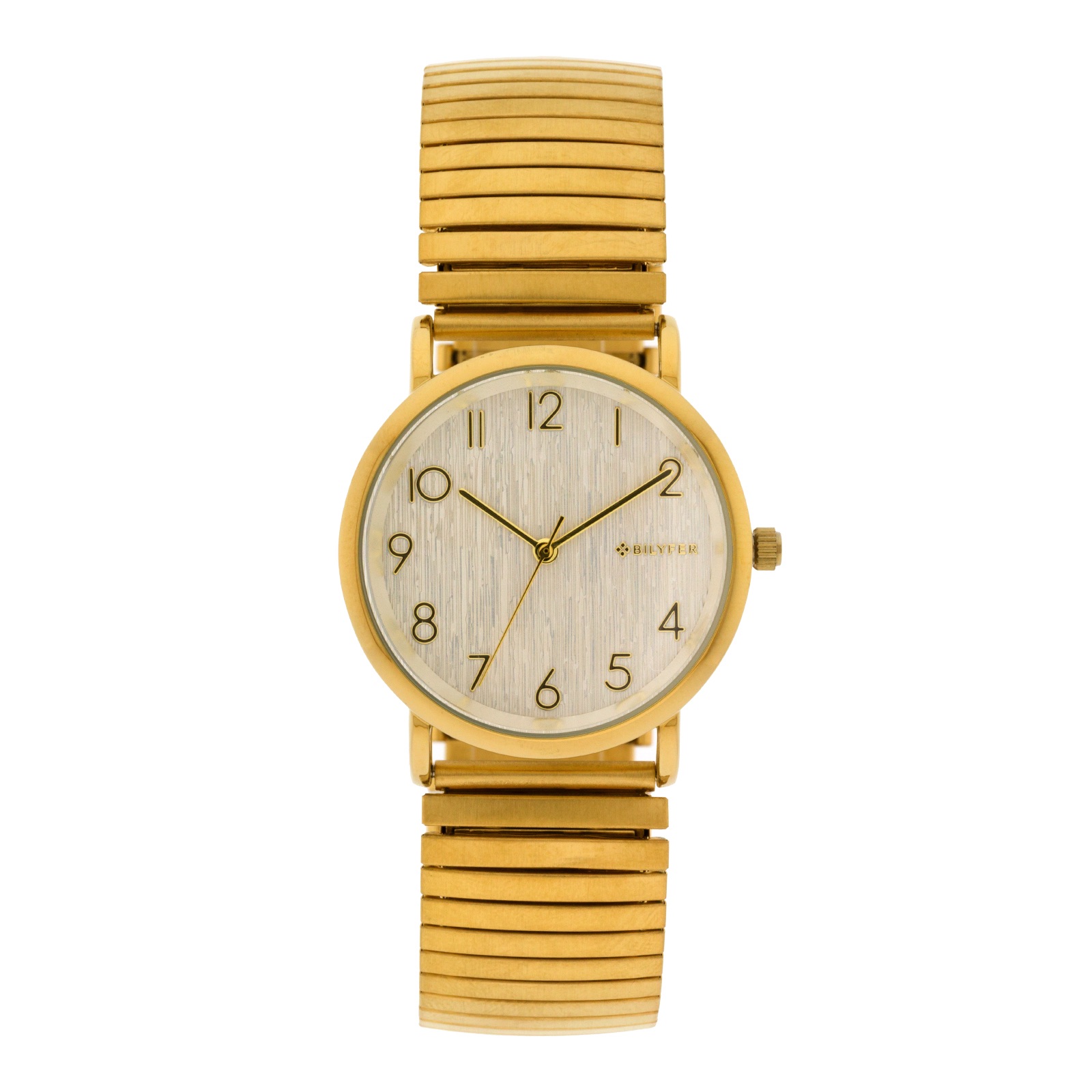 RELOJ DORADO 33MM BANDA EXTENSIBLE ACERO NUMEROS ÁRABES