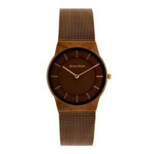 RELOJ MARRON 32MM MALLA DE ACERO ESFERA 2 NIEVELS MARRON