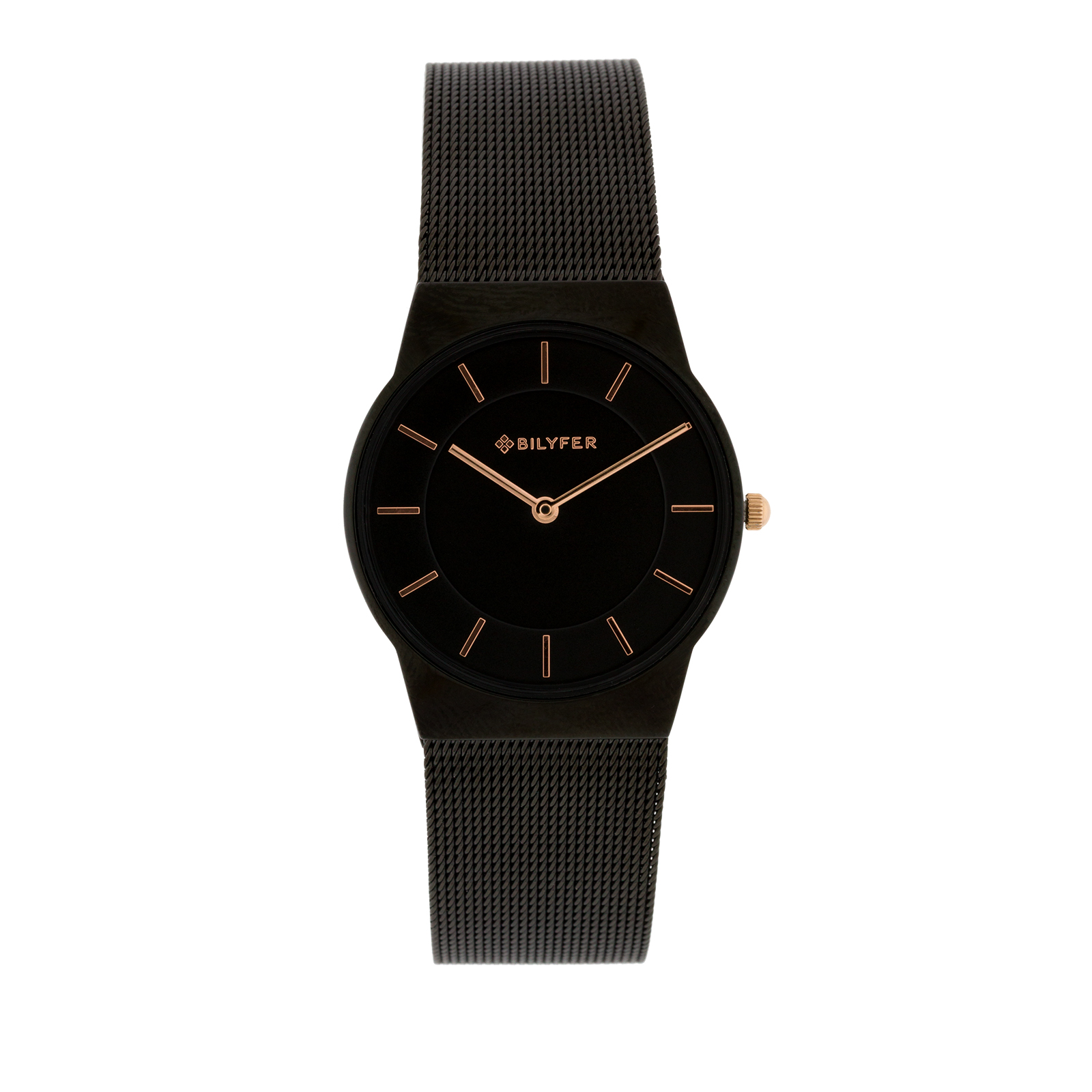 RELOJ NEGRO 32MM MALLA DE ACERO ESFERA 2 NIEVELS NEGRO