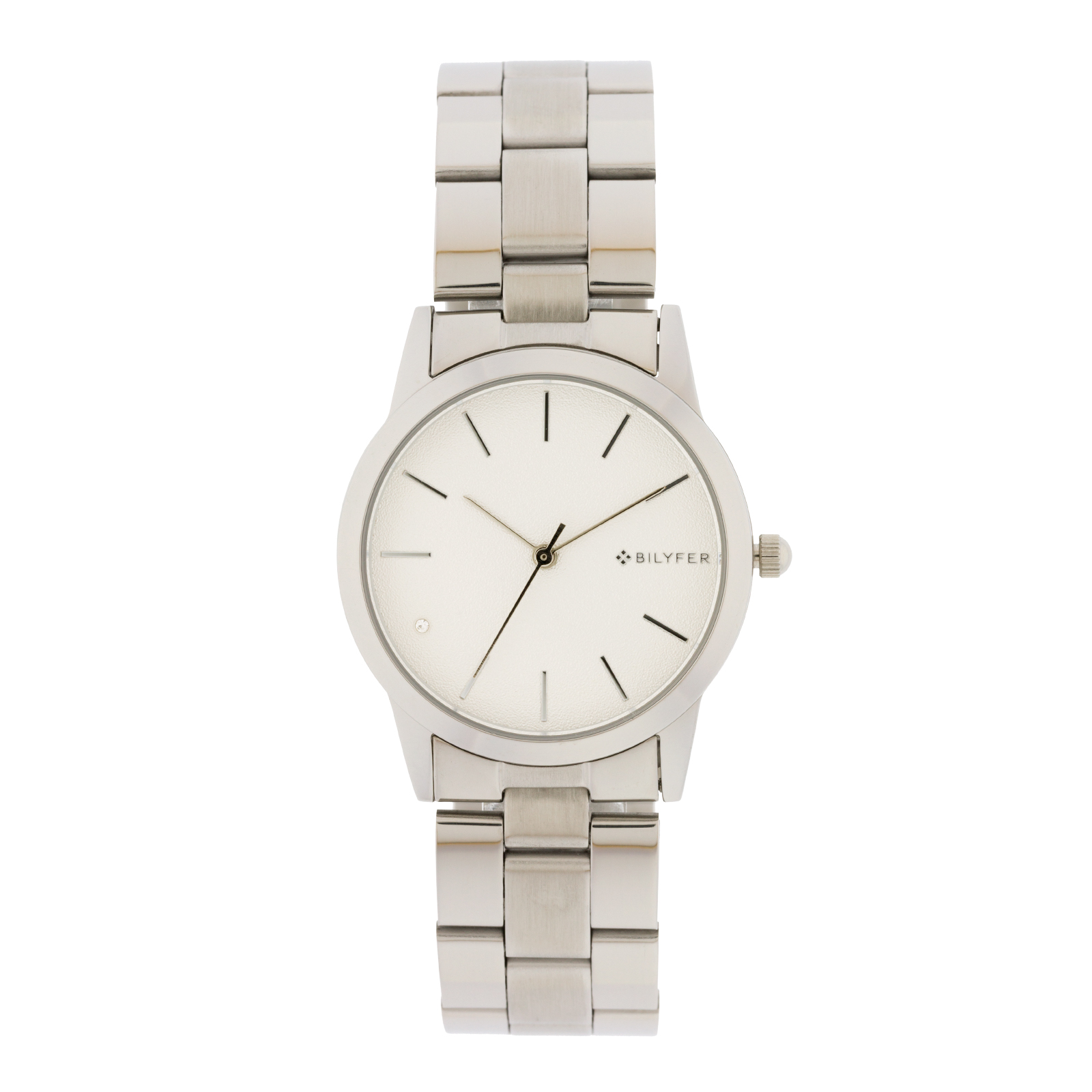 RELOJ ACERO PLATEADO SUMERGIBLE 5 ATM CON CIRCONITA