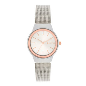 RELOJ PLATEADO índices 36MM ESFERA BLANCA BISEL ORO ROSA