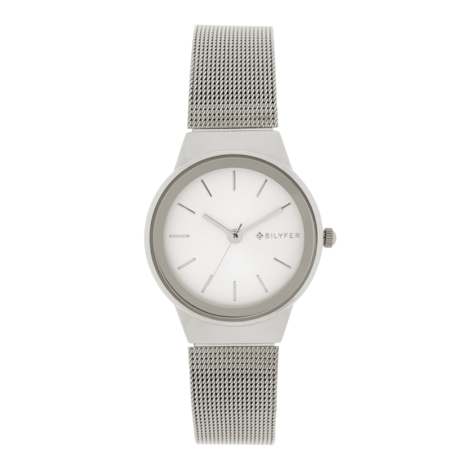 RELOJ PLATEADO índices 36MM ESFERA BLANCA BISEL PLATEADO