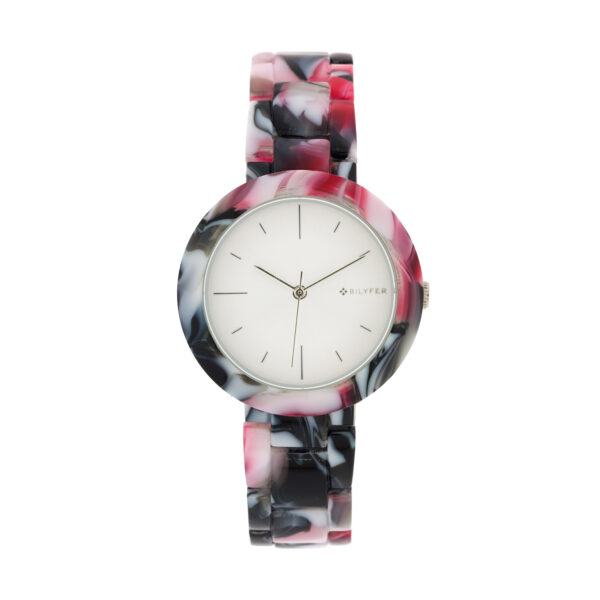 Reloj granate correa ajustable y caja acríllico 34mm
