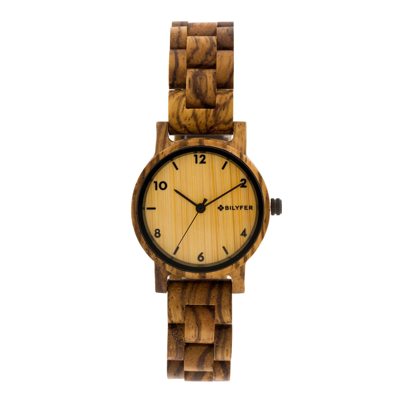 Reloj caja 32mm y correa de madera de zebrano