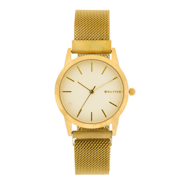 Steel Bilyfer watch with magnet mesh indexes and zirconia