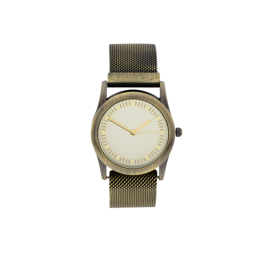 RELOJ 32MM MALLA ACERO CON IMáN E INDICES ACABADO ANTIQUE