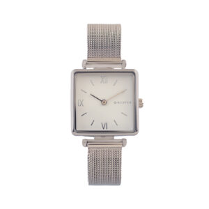 SQUARE WATCH WITH ROMAN NUMBERS AND STEEL MESH
