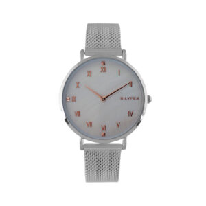 WATCH WITH MOTHER-OF-PEARL DIAL NO. ROMANS STEEL MESH