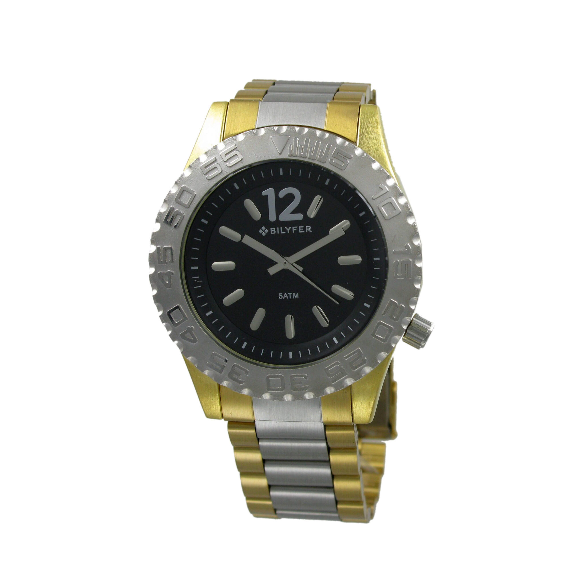 Reloj deportivo cadena acero W/R 5 ATM bicolor dorado