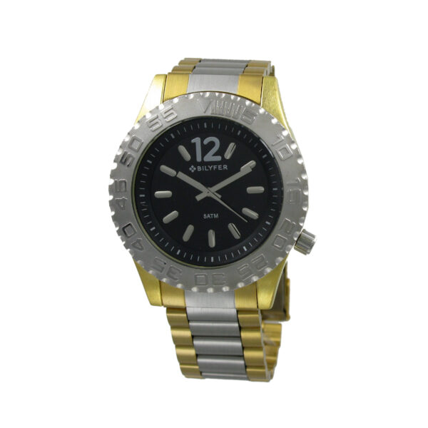 Reloj deportivo cadena acero W/R 5 ATM bicolor dorado