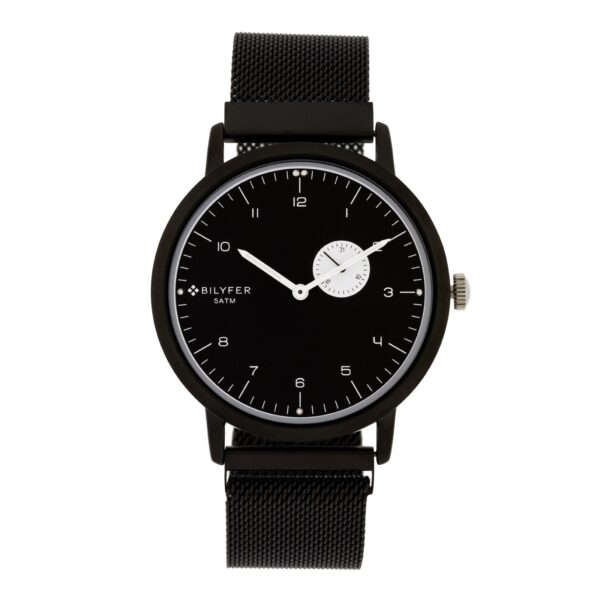 RELOJ NEGRO 42 CM MALLA CON CIERRE DE IMÁN Y CALENDARIO A L