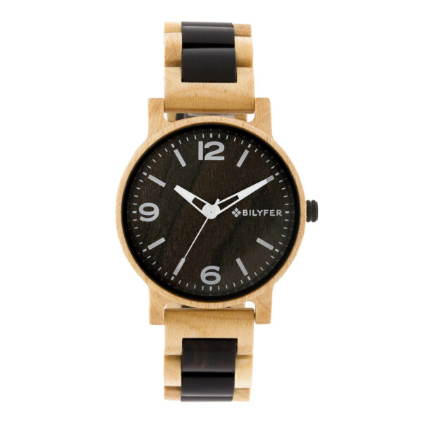 42mm case of maple and ebane wood watch