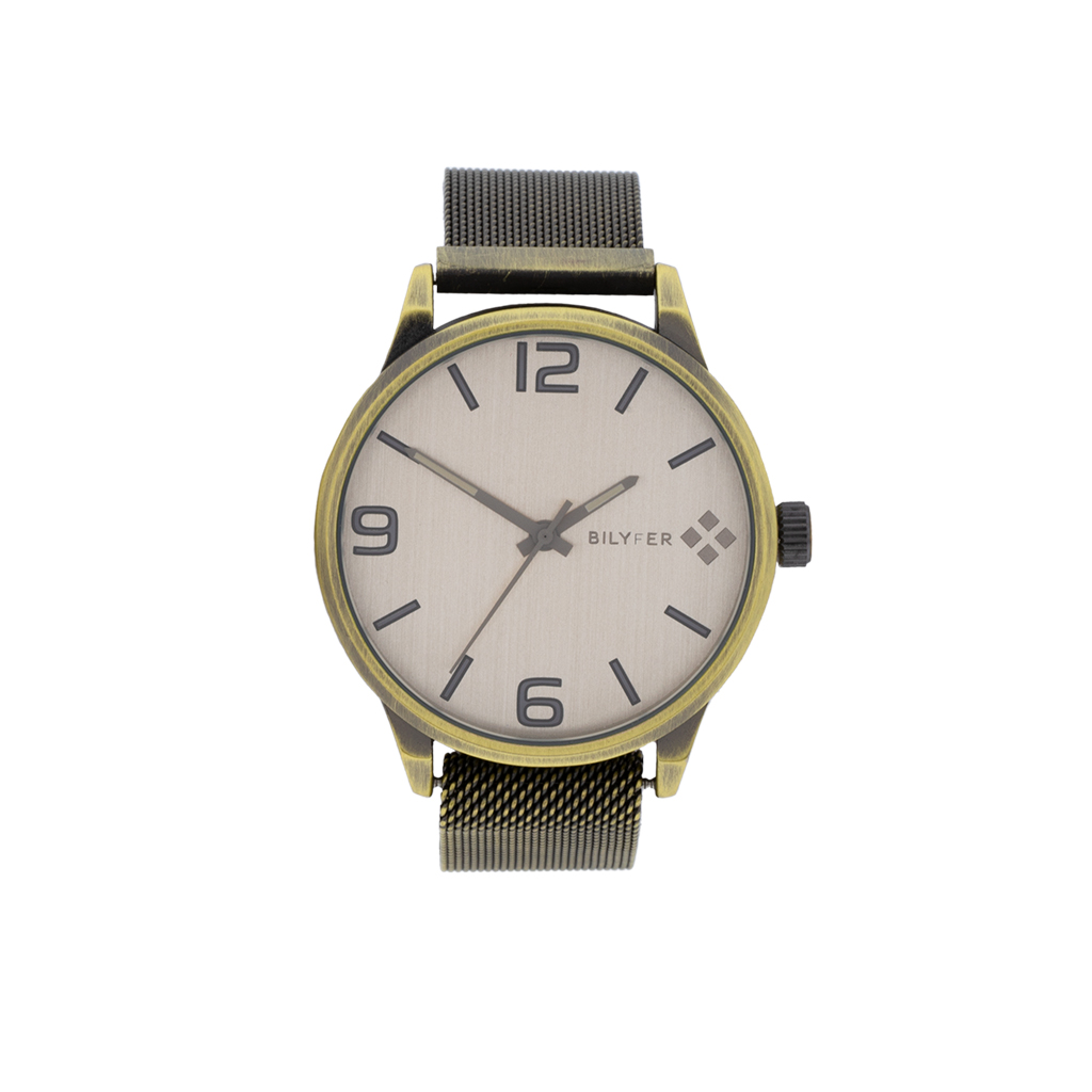 RELOJ CABALLERO MALLA DE ACERO CON IMAN ACABADO ANTIQUE