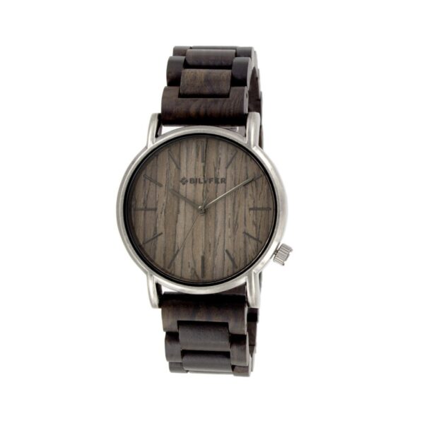 Reloj Bilyfer caja 40mm metal pulsera madera NEGRO