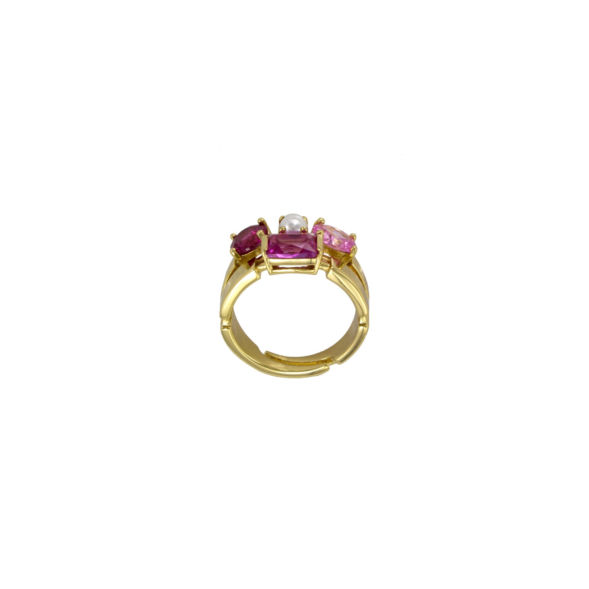Zirconia gold plated ring pearl shell