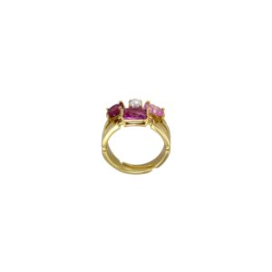 Zirconia gold plated ring pearl shell