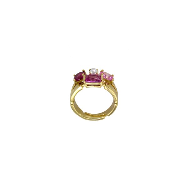 Zirconia gold plated ring pearl shell