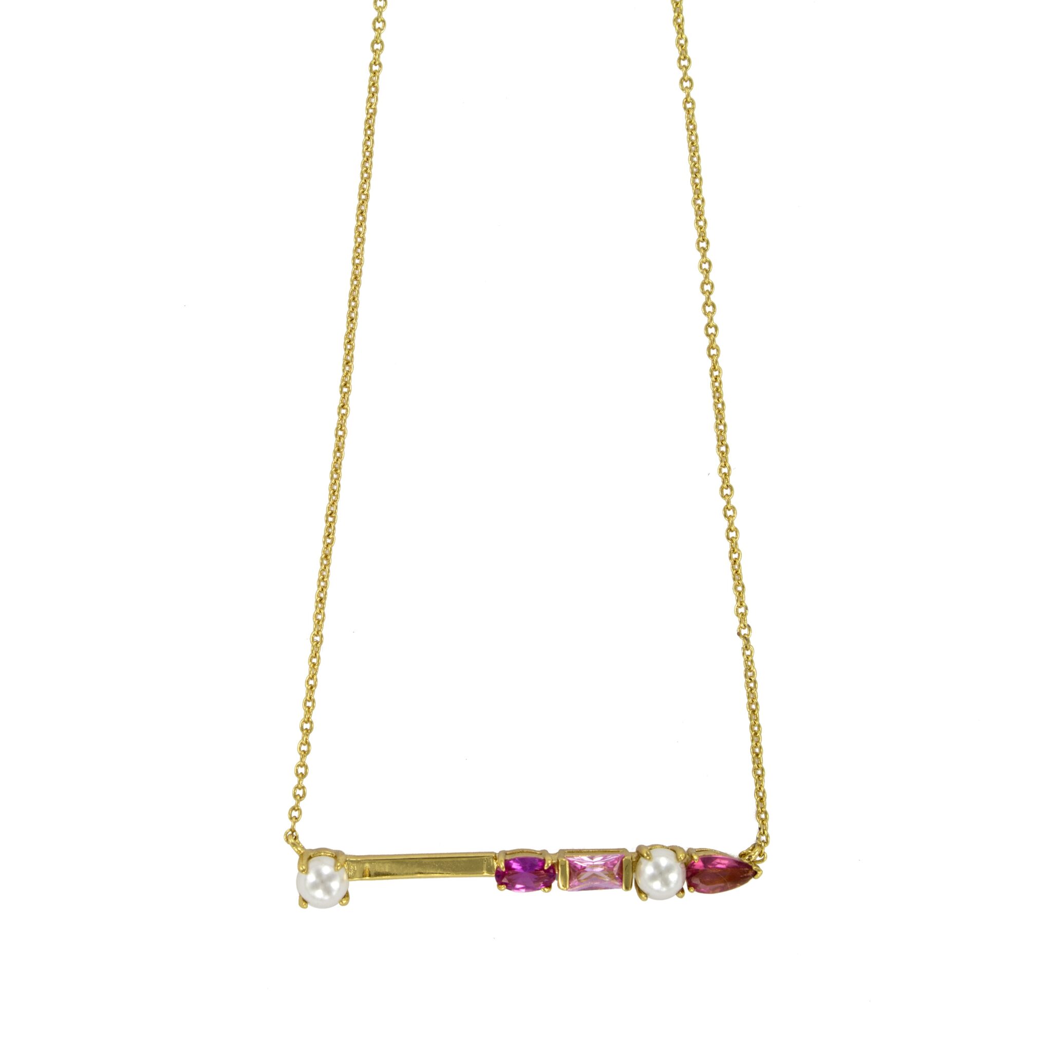 Collar Chapado oro circonita perla de concha