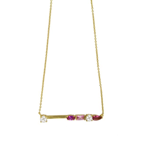 Collar Chapado oro circonita perla de concha
