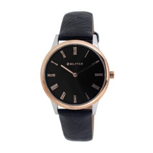 WATCH 38mm BLACK LEATHER STRAP ROMAN NUMBERS