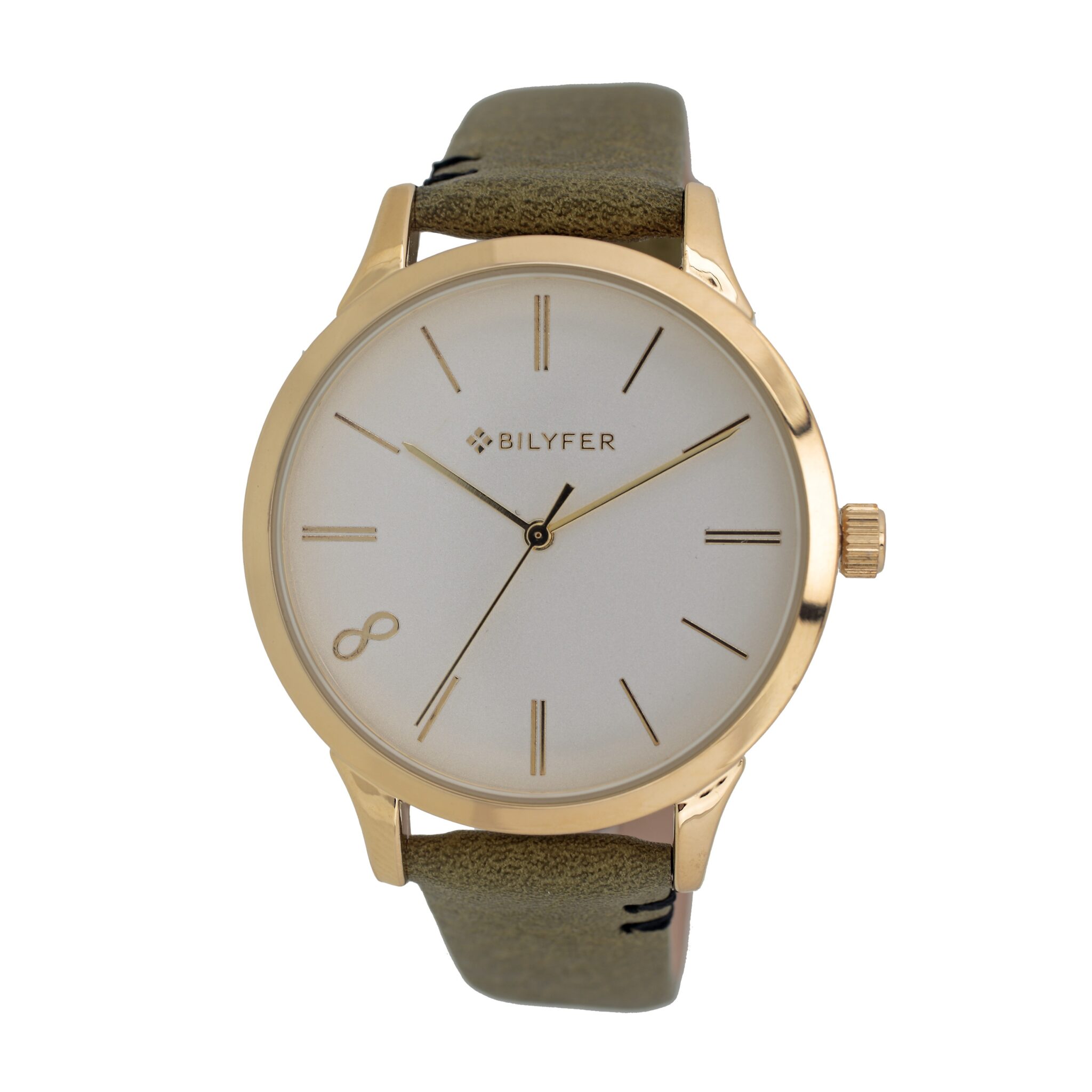 RELOJ CORREA PIEL NUMERRO 8 INDICES VERDE