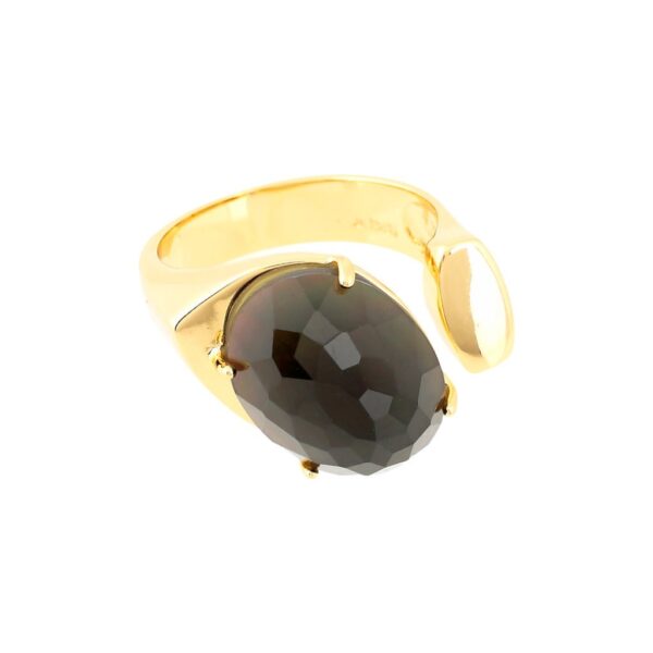 ANILLO CHAPADO UNIVERSAL CRISTAL FACETADO NEGRO
