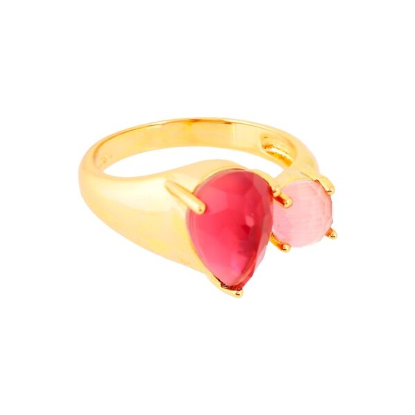 FACETED GLASS RING PLATED
