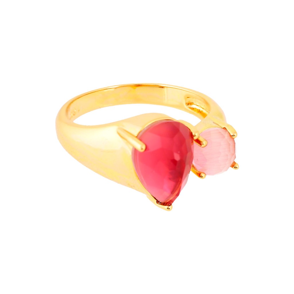 ANILLO CHAPADO CON CRISTAL FACETADO