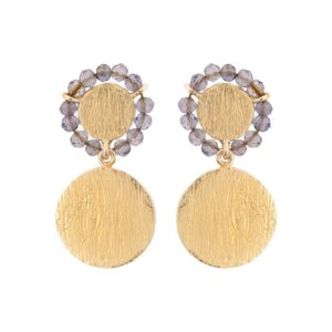 PENDIENTE CHAPADO ORO PIEDRA IOLITE 2 PIEZAS