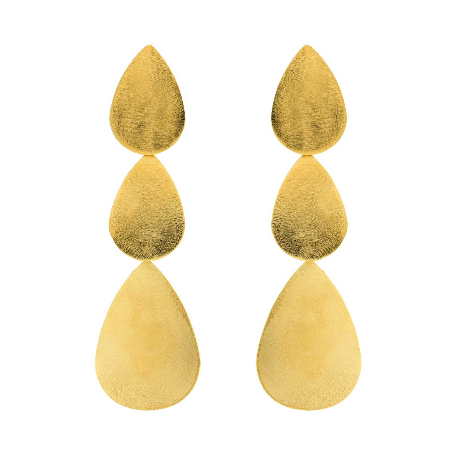 PENDIENTE DORADO LARGO LAGRIMA 3 PIEZAS CHAPADO ORO ARTESANA